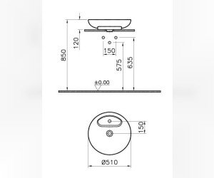 Раковина Vitra Memoria 50 см накладная, цвет черный матовый, 5880B483-0041