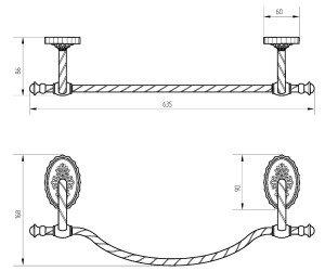 Полотенцедержатель Migliore Edera 16948 - золото, 63.5 см