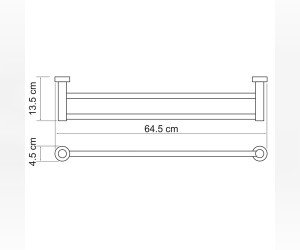 Полотенцедержатель WasserKRAFT Donau, двойной, 65 см, хром, K-9440