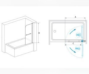 Шторка на ванну RGW SC-06, 03110608-11, 80 x 150 см стекло прозрачное, хром