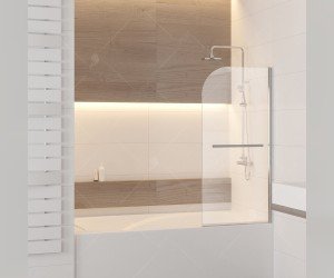 Шторка на ванну RGW SC-06, 03110608-11, 80 x 150 см стекло прозрачное, хром