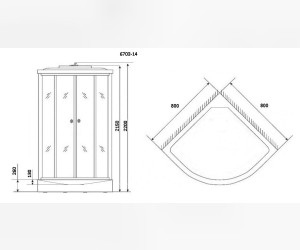 Душевая кабина Niagara NG-6703-14, четверть круга, 80 x 80 см