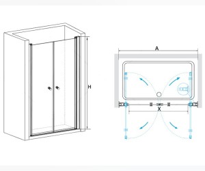 Душевая дверь RGW PA-04, 04080420-11, 120 х 185 см распашная двустворчатая, стекло прозрачное, хром