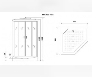 Душевая кабина Niagara Premium 90 x 90, низкий поддон, профиль - черный, стекло - тонированное, NG-6901-01D BLACK