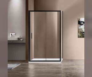 Душевой уголок Vincea Garda VSR-1G8012CLB, 120 x 80 см, прямоугольный, дверь раздвижная, стекло прозрачное, черный
