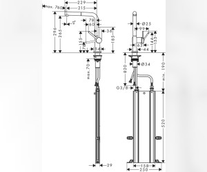 Кухонный смеситель Hansgrohe Talis M54 72809670, с вытяжным изливом, в комплекте с коробом sBox для шланга, чёрный матовый