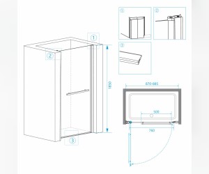 Душевая дверь RGW PA-03, 90 х 185 см, распашная, стекло прозрачное, профиль хром, 41080309-11