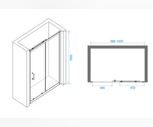 Душевая дверь RGW PA-14, профиль - хром, 100 х 195 см, 41081410-11