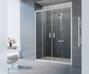 Душевая дверь раздвижная, двухстворчатая Vegas Glass Z2P 190, с двумя неподвижными сегментами, 190*190 см