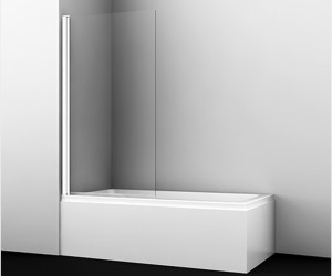 Стеклянная шторка на ванну WasserKraft 48P01-80W, распашная, одностворчатая