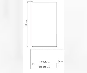 Стеклянная шторка на ванну WasserKraft 48P01-80W, распашная, одностворчатая