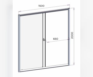 Душевая дверь Радомир Вита 150 см раздвижная, стекло матовое, профиль черный, 1-63-6-0-0-1111