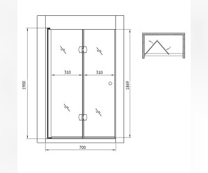 Душевая дверь в нишу Gemy Dutch Windmill, 70 х 190 см, складная, стекло прозрачное, профиль хром, S37193A