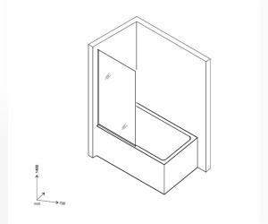 Шторка для ванны D&K Berlin, 70 х 140 см, стекло прозрачное, профиль черный матовый, DG1007025