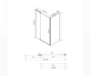 Душевой уголок Vincea Extra VSR-1E 110/120 x 90 см, стекло прозрачное, профиль черный, VSR-1E111290CLB