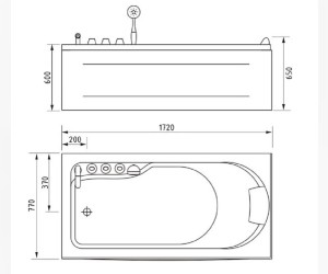 Ванна гидромассажная акриловая Gemy G9006-1.7 B L/R, 172 х 77 x 65 см