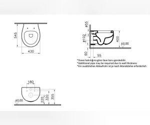 Подвесной унитаз Vitra Memoria, белый глянцевый, 5884B403-0075