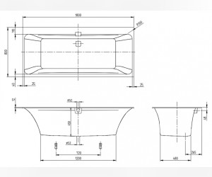 Квариловая ванна Villeroy&Boch Squaro Edge 12, 180 х 80 см, альпийский белый, UBQ180SQE2DV-01