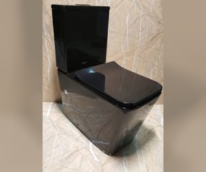 Унитаз компакт Ceramalux, безободковый, крышка микролифт, черно-глянцевый, 2170-18