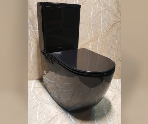 Унитаз компакт Ceramalux, крышка микролифт, черно-глянцевый, 2176-18