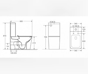 Унитаз компакт Ceramalux 2171, безободковый, крышка микролифт, белый, 2171GW