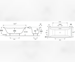Ванна акриловая Jacob Delafon Evok E60270-00, 190 х 90 см