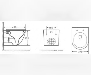 Подвесной унитаз Ceramalux NС, безободковый, крышка микролифт, светло-серый матовый, 2197MH
