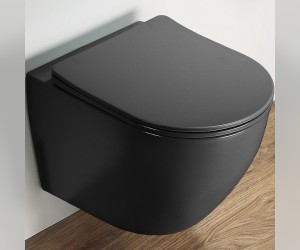 Подвесной унитаз Ceramalux NС, безободковый, крышка микролифт, темно-серый матовый, 2197MDH