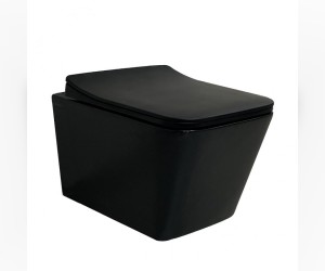 Подвесной унитаз Ceramalux безободковый, крышка микролифт, черный матовый, 5170МВ