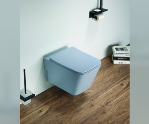 Подвесной унитаз Ceramalux NС, безободковый, крышка микролифт, голубой матовый, 5170MHL