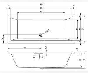 Акриловая ванна Riho Rething Cubic 190 x 80 см, белая глянцевая, B108001005