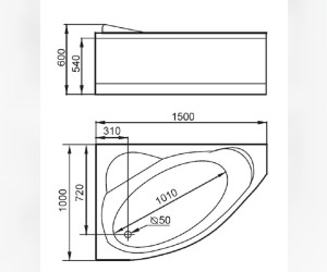 Ванна гидромассажная акриловая Gemy G9009 B L/R, 150 х 100 x 60 см