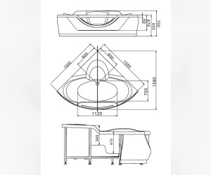 Ванна гидромассажная акриловая Gemy G9025 II B, 155 х 155 x 70 см