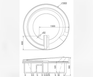 Ванна гидромассажная акриловая Gemy G9090 K, 190 х 190 х 90 см