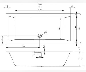 Акриловая ванна Riho Rething Cubic 200 x 90 см, белая глянцевая, B110001005