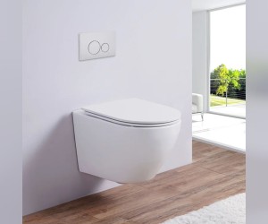 Подвесной унитаз CeramaLux, безободковый, сиденье Soft Close, белый матовый, 2197MW