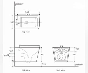 Подвесной безободковый унитаз Aquanet Tavr-W BW Rimless, крышка микролифт, Slimseat, черный матовый, 287011