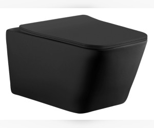 Подвесной безободковый унитаз Aquanet Tavr-W BW Rimless, крышка микролифт, Slimseat, черный матовый, 287011