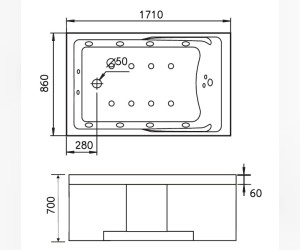 Ванна гидромассажная акриловая Gemy G9066 II K L/R, 171 х 86 х 83.5 см