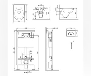Инсталляция Am.Pm Gem с подвесным унитазом Gem FlashClean, клавиша ProC L, белая глянцевая, крышка микролифт, IS70101.901700