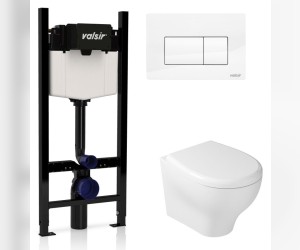 Инсталляция Valsir с безободковым унитазом Galassia Eden 7212, сиденье в комплекте, клавиша белый глянцевый