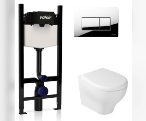 Инсталляция Valsir с безободковым унитазом Galassia Eden 7212, сиденье в комплекте, клавиша хром