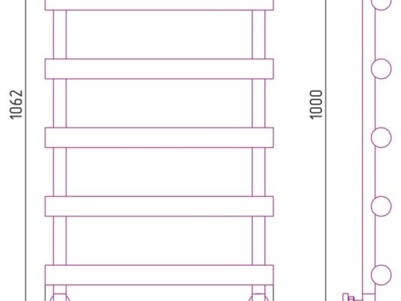 Полотенцесушитель водяной Сунержа Атлант 1000х500, высота 106,2 см, ширина 57,4 см, без покрытия, 00-0226-1050