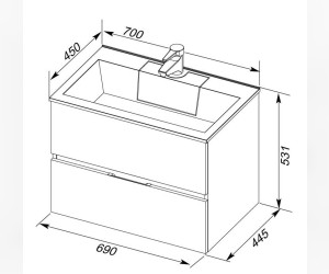 Тумба под раковину Aquanet Алвита 70 00183977, цвет сливочный (бежевый)