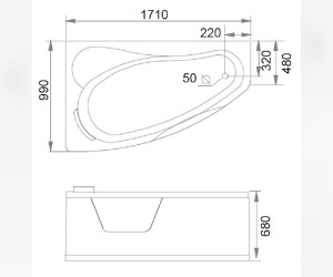 Ванна гидромассажная акриловая Gemy G9046 II K L/R, 171 х 99 см