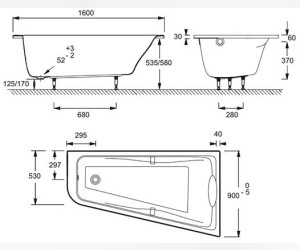 Ванна гидромассажная Jacob Delafon Odeon Up E5TN2260-50-00 160 x 90 см c системой Tonus +