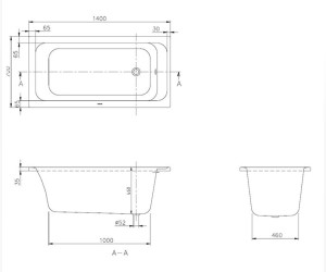 Акриловая ванна Villeroy&Boch Omnia Architectura 140 x 70 см UBA147ARA2V-01