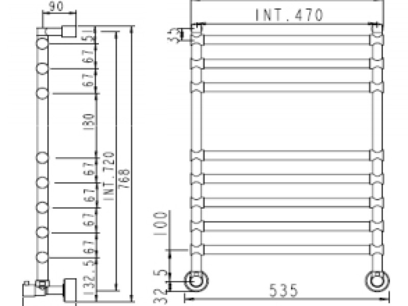 Полотенцесушитель водяной Margaroli Sole 464-8м 4644708GO, высота 76.8 см, ширина 53.5 см, золото