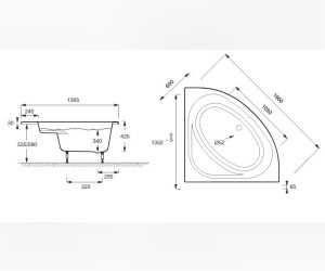 Ванна акриловая Jacob Delafon Domo E60223-00, 135 х 135 см угловая