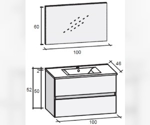 Комплект мебели Riho Porto Set 10, 100 см, цвет черный
